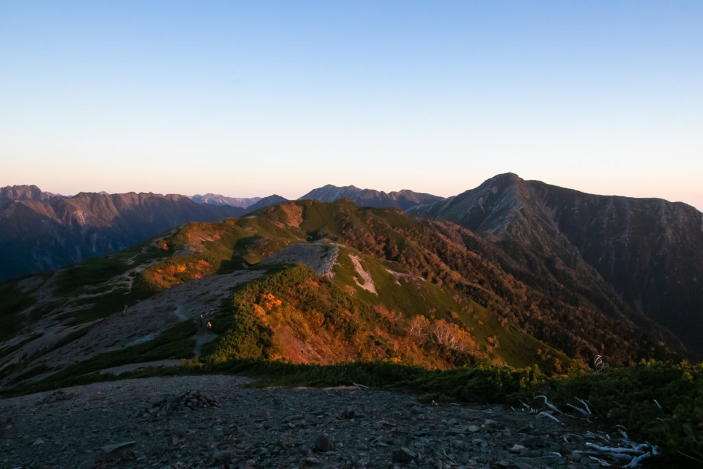 蝶ヶ岳山頂～日の出